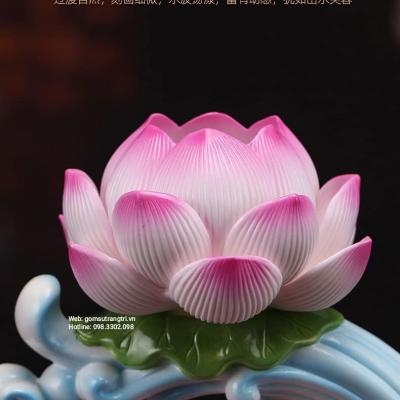 ĐÈN SỨ HOA SEN 2 TẦNG DÂNG BÀN THỜ PHẬT